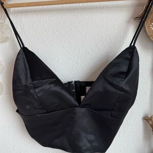 Superdown Black Satin Bralette